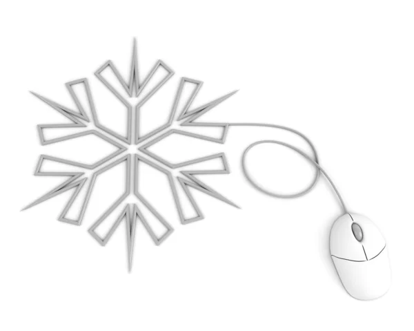 Snowflake depicted with computer mouse — Stock Photo, Image