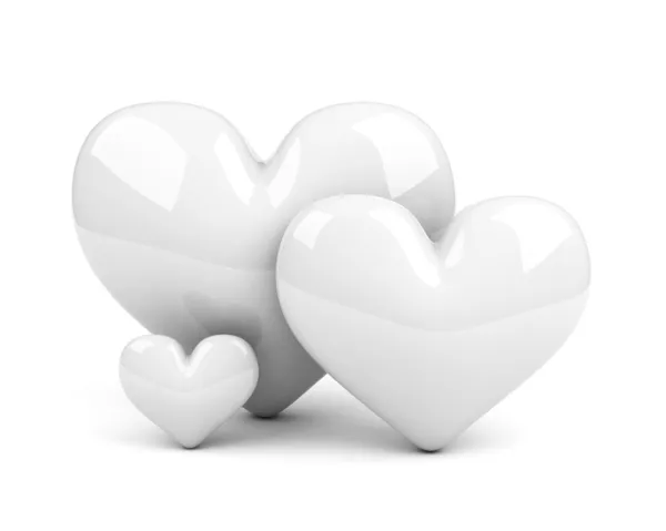 Trzy białe serca. Symbol rodziny — Zdjęcie stockowe