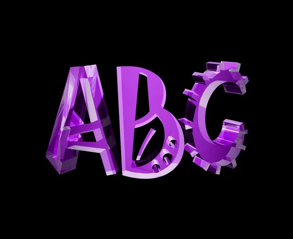 stock image ABC glass letters over black