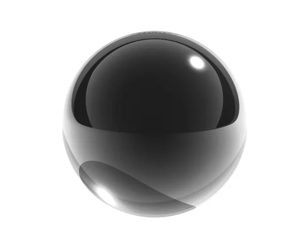 黑色玻璃球体白上 — 图库照片