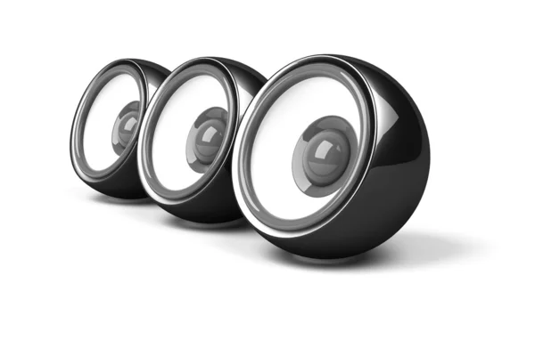 Black loudspeakers on the white — Stock Photo, Image