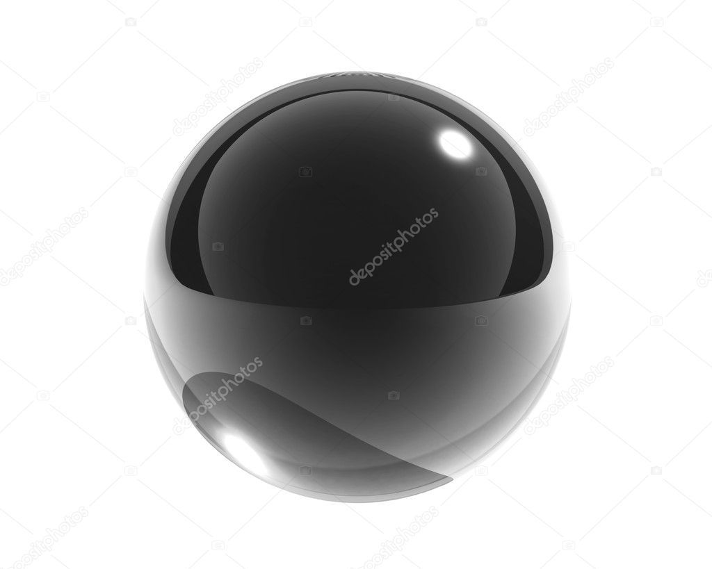 Black glass sphere over white