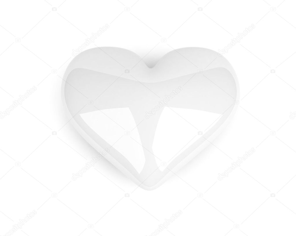 Heart lying on the white