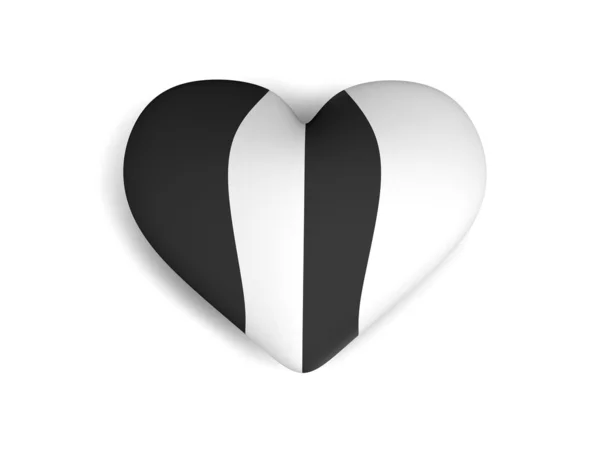Black and white heart lying over white — Stock Photo, Image
