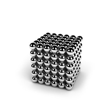 Magnetic metal spheres over white clipart