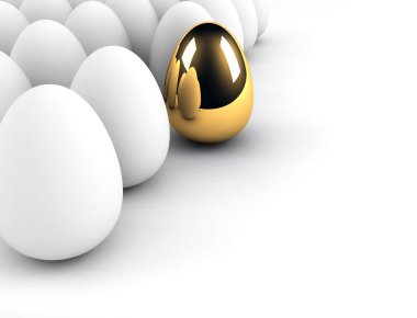 Golden egg concept out of the crowd