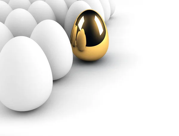 Golden egg concept out of the crowd — Stock Photo, Image
