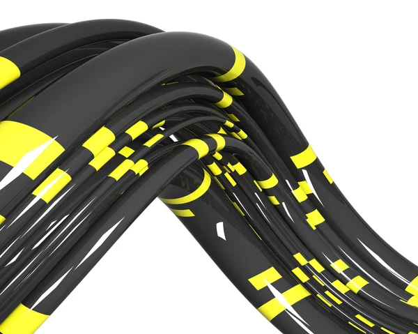 Černé kabely s žlutými pruhy — Stock fotografie