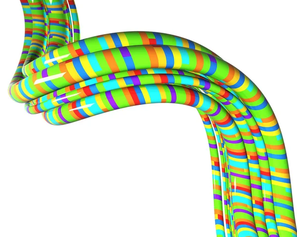 Кабели с разноцветными полосками поверх белого — стоковое фото