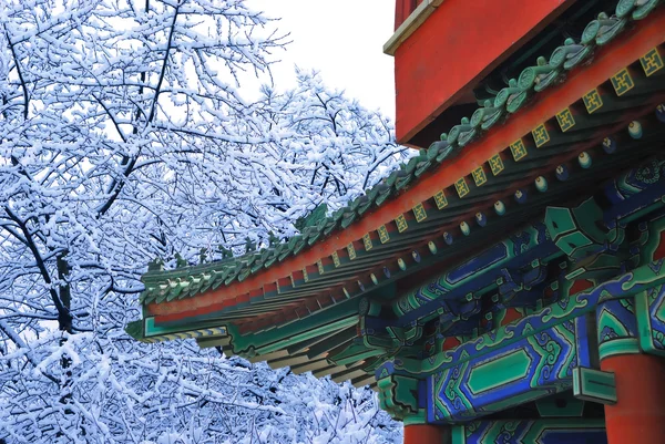 Asian temple in winter garden — Stock Photo, Image
