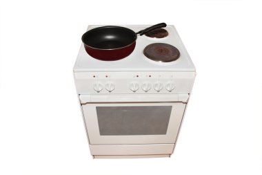 Electric stove with pan clipart