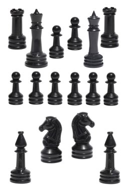 Complect of the black chessmen clipart