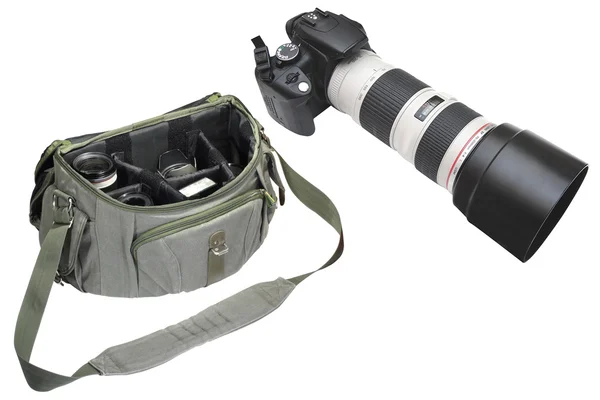 Kamera med teleobjektiv linse - Stock-foto
