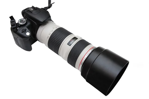 Camera met teleobjective lens — Stockfoto
