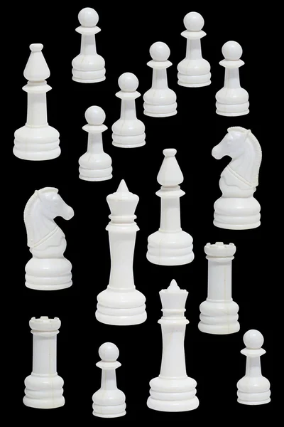 Komplett med vit Chessmenna — Stockfoto