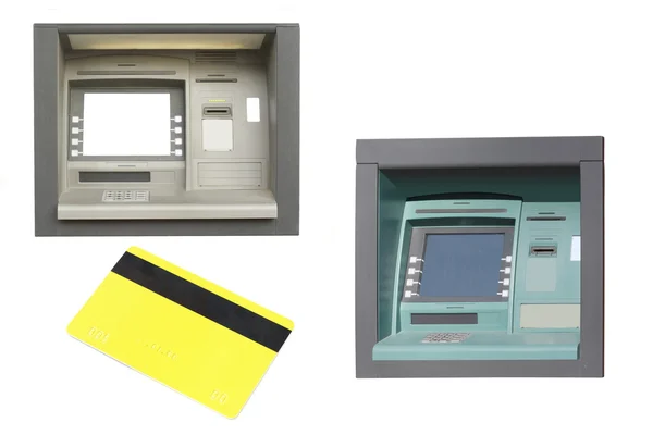 Cash dispensers and credit card under th — Stock Photo, Image