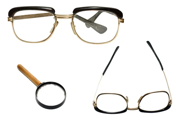 Glasses and loupe — Stock Photo, Image