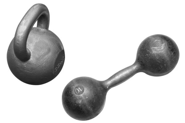 Dumb-bell w kształcie postać i wagi — Zdjęcie stockowe