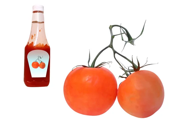 Pomidory i ketchupem — Zdjęcie stockowe