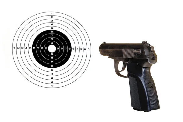 Pistol and target — Stock Photo, Image
