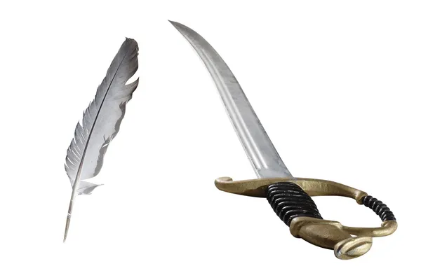 Feather and rapier — Stock Photo, Image