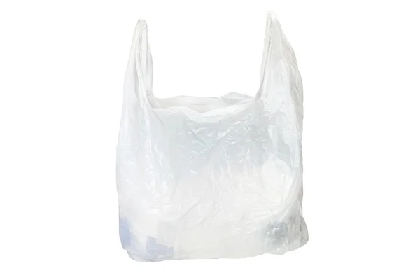 Saco de plástico sob o fundo branco — Fotografia de Stock