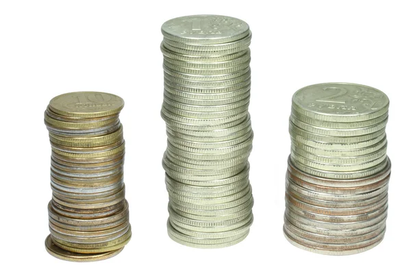 Stacks of the russian coins — Stock Photo, Image