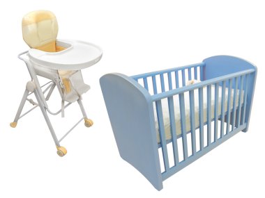 Child's bed and chair clipart