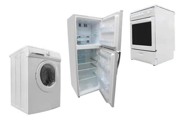 Електрична плита, пральна машина та холодильник — стокове фото