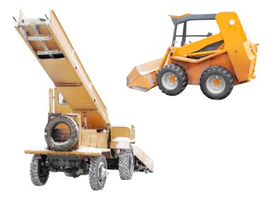 Snow removal machine and tractor clipart