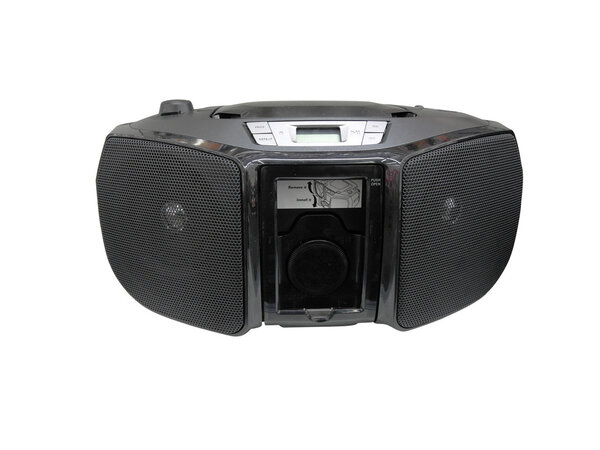 Portable radio cassette recorder with CD/MP3 player under the white background