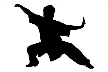 Karateka's black silhouette clipart