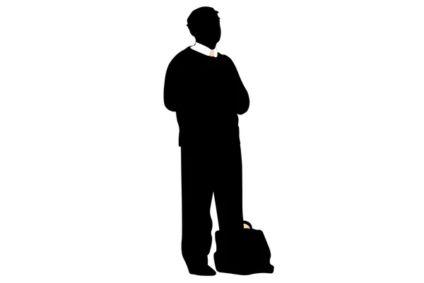 Businessman's silhouette with bag — Stock Vector