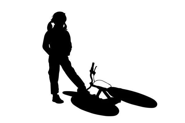 Bisiklet ile kız — Stok Vektör
