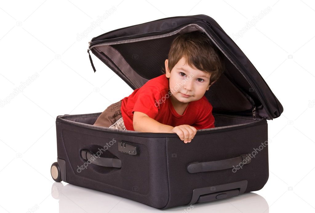 Little boy inside the suitcase — Stock Photo © olgysha 1066678