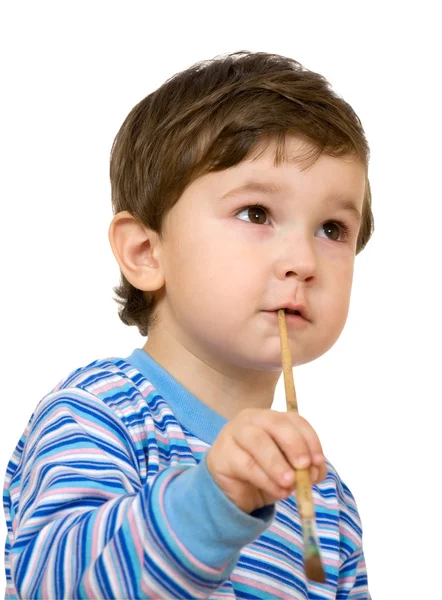 Niño pequeño con cepillo —  Fotos de Stock