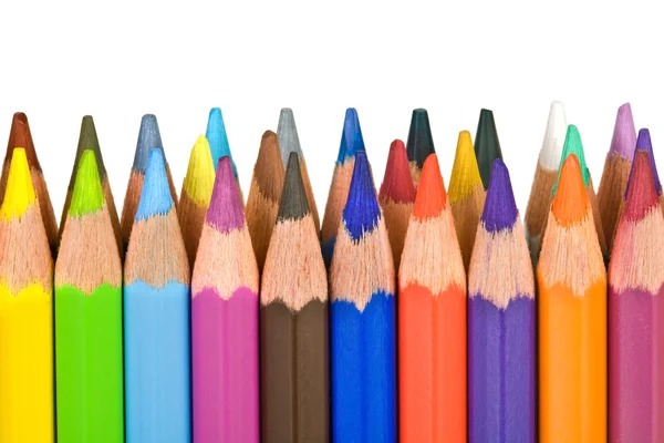 Color pencils standing in row — Stockfoto