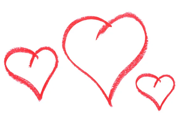 stock image Three drawn hearts