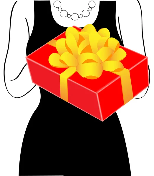 Femme avec un cadeau — Image vectorielle