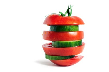 Ripe tomato and cucumber clipart