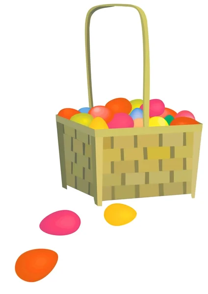 彩绘在篮子里的鸡蛋. — 图库照片