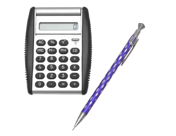 Miniräknare med penna. — Stockfoto