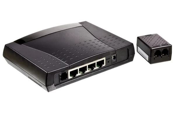 ADSL router és a telefon vonal splitter — Stock Fotó