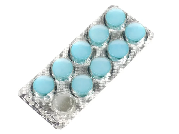 Paquete de lámina de píldoras azules — Foto de Stock