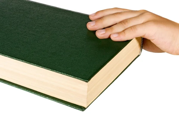 Hand en boek — Stockfoto