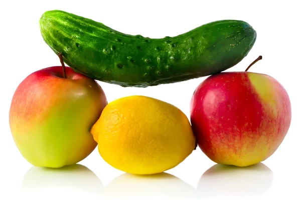 Cucumber and fruits — Stock Photo, Image