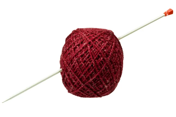 Hank of threads pierced by knitting spok — Stock Photo, Image