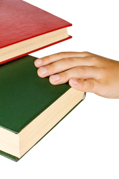 Hand och böcker — Stockfoto
