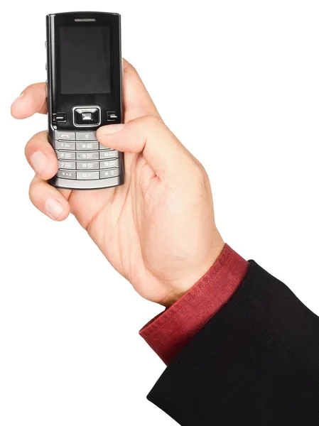 Ręka trzyma telefon komórkowy — Zdjęcie stockowe