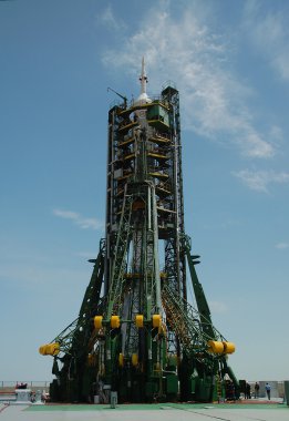 Soyuz Spaceship On The Launch Pad clipart